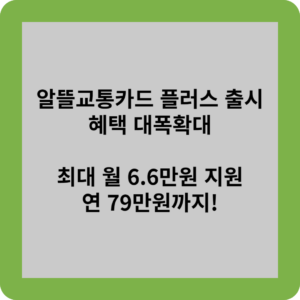 알뜰교통카드 플러스 출시 혜택 대폭확대 최대 월 6.6만원 지원 연 79만원까지!