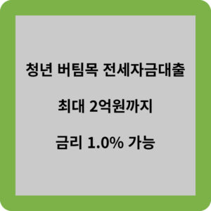 청년 버팀목 전세자금대출 최대 2억원까지 금리 1.0% 가능