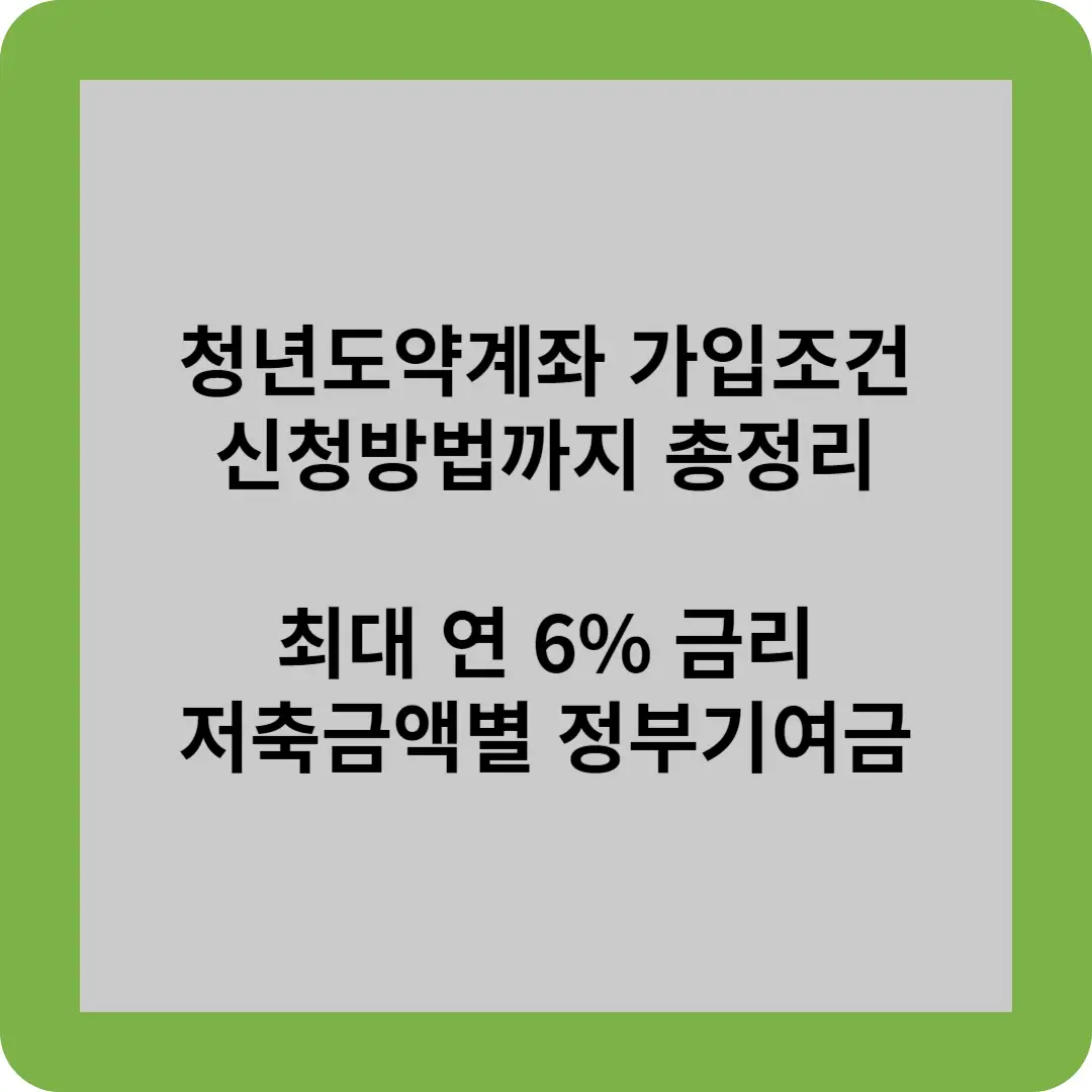 청년도약계좌 가입조건부터 신청방법까지 총정리 최대 연6% 금리 저축금액별 정부기여금