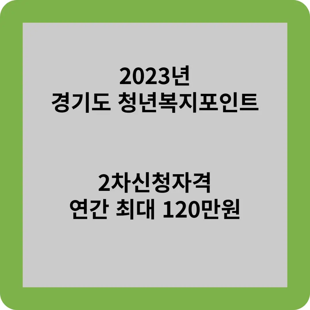 2023년 경기도 청년복지포인트
2차신청자격 연간 최대 120만원