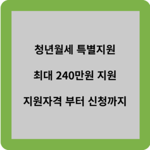 청년월세 특별지원 최대 240만원 지원 지원자격 부터 신청까지
