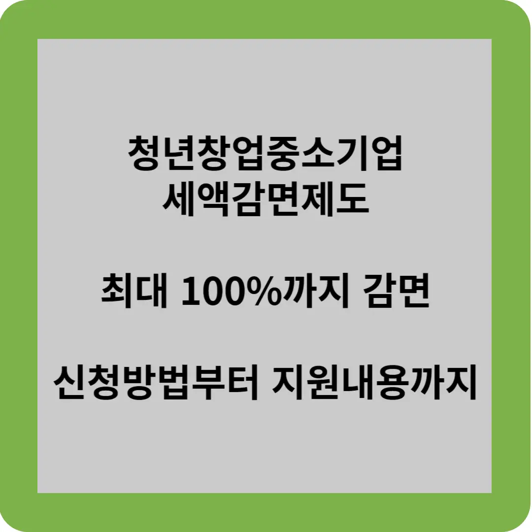 청년창업중소기업 세액감면제도
최대 100%까지 감면
신청방법부터 지원내용까지